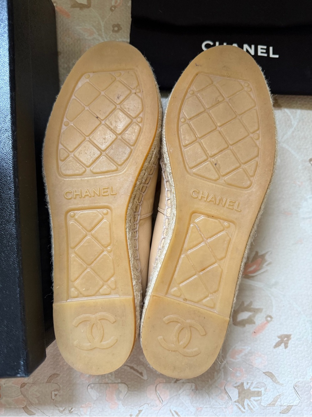 CHANEL Beige Leather Espadrilles with Black Cap-Toes - Picture 6 of 6